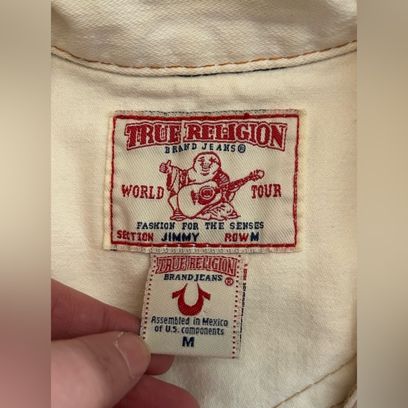 True Religion Men’s Denim Jacket Size M - Cream - Picture 7 of 8